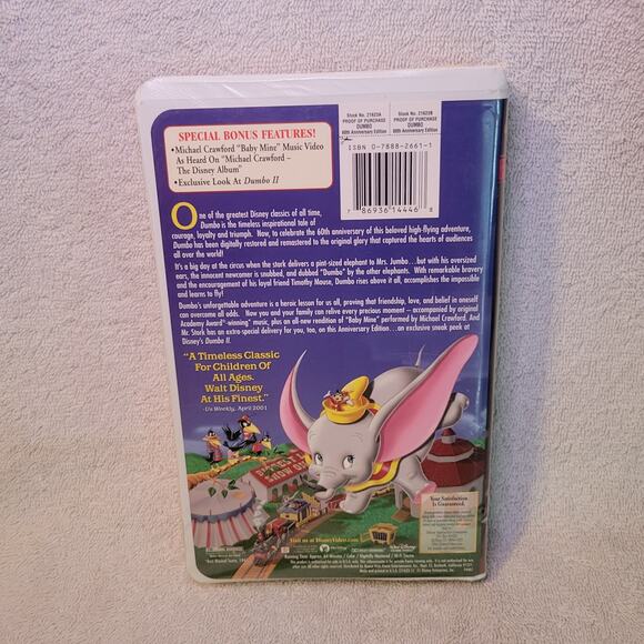 Walt Disney's Dumbo 60th Anniversary Edition VHS Tested RARE Vintage Clamshell - Picture 2 of 6